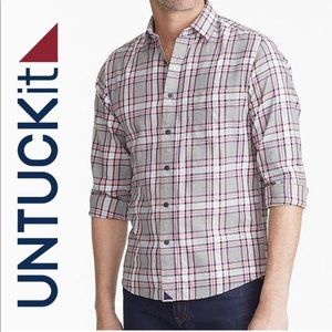 UNTUCKit Grey/Pink Plaid Long Sleeve Shirt Men